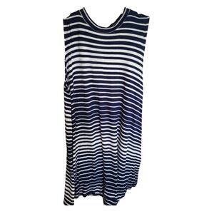 Renee C. Blue White Striped Sleeveless Bouncy Dress Size Large